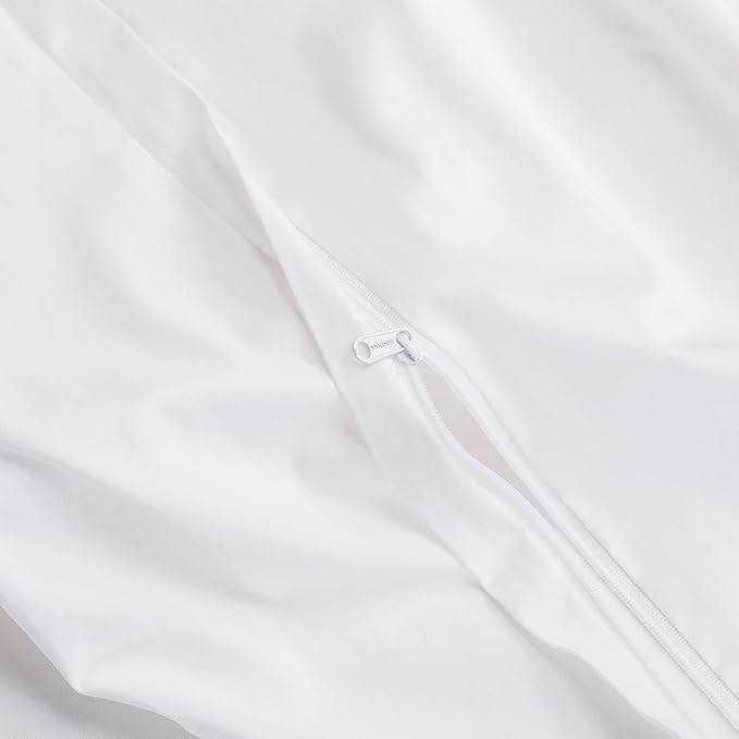 MooMee Duvet Cover Set 100% Extra Long Staple Cotton 600 Thread Count Silky Sateen Smooth Luxury Soft Breathable Durable Hotel Quality Bedding, 3 Pieces (Bright White, Full 80"x90")