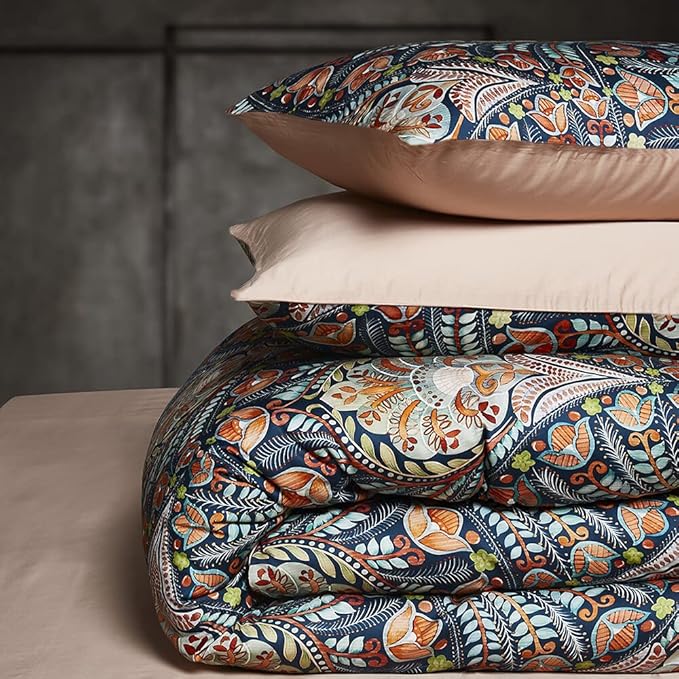 Cupocupa Duvet Cover Set;Duvet Cover Queen/King/Twin Bedding Set Fluffy Boho Duvet Cover Set Paisley Floral Bedding Collection Duvet Cover with Pillowcases