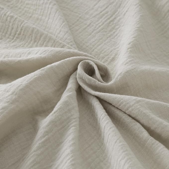 Bedsure 100% Muslin Cotton Duvet Cover Queen Size - Ultra-Soft, Breathable & Lightweight - Linen Like Gauze Comforter Cover Set with Button Closure and Corner Ties (Linen, Queen, 90"x90")