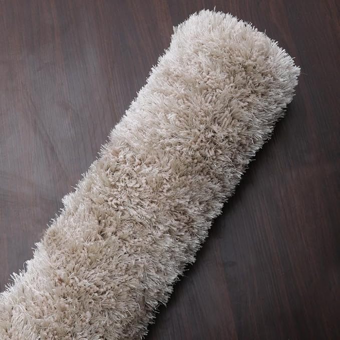 Hand Tufted SHAG Polyester ECO-Friendly Area Rugs - 4'x6', Rectangle, Ivory, Solid Plain Design, High Pile Thick Handmade Anti Skid Area Rugs for Living Room, Bed Room K00111