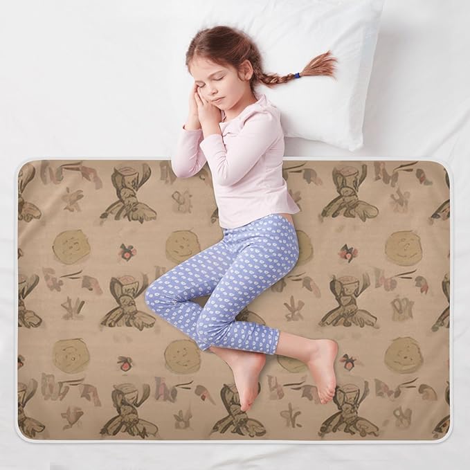 Waterproof Bed Pad Reusable Changing Pad Toddler Mattress Protector Large Pee Pad Baby Diaper Pad Soft Washable Liner Brown Bohemia