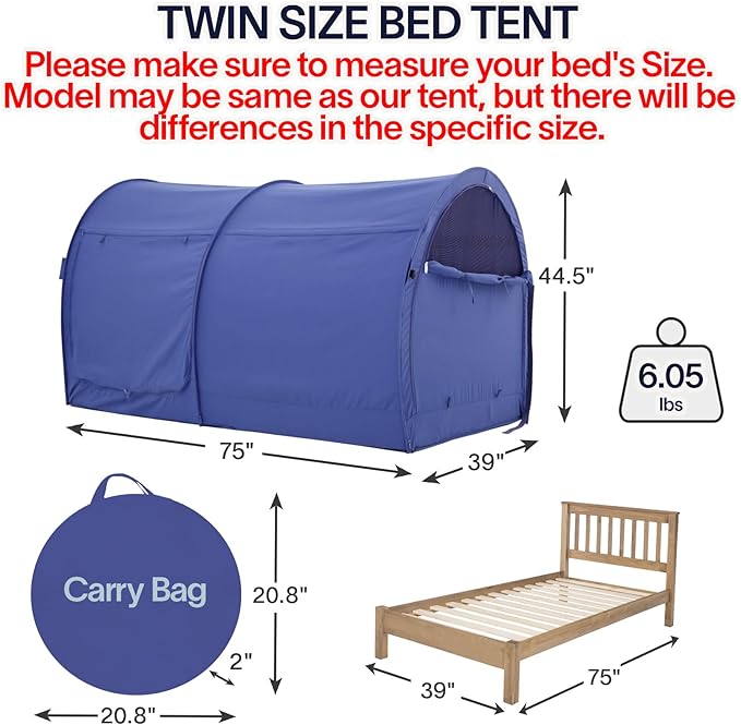 LEEDOR® Bed Tent Dream Tents Bed Canopy Shelter Cabin Indoor Privacy Warm Breathable Pop Up Twin/Full/Queen for Kids and Adult Patent Pending(Mattress Not Included)