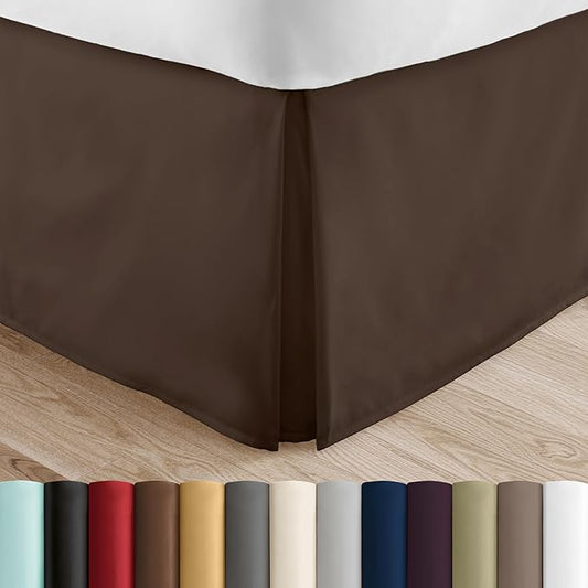 Linen Market Bed Skirt - Ultra Soft Microfiber - Easy Fit with 14 Inch Tailored Drop - Hotel Quality, Shrinkage & Fade Resistant - Bed Cover - Full Size Bed Skirts - Bedroom Décor - (Full, Chocolate)