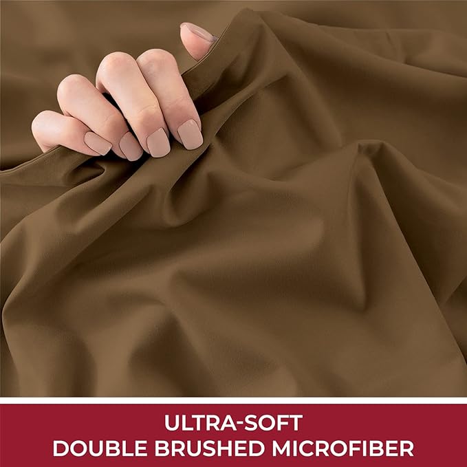 Mellanni Twin XL Fitted Sheet - Iconic Collection Bedding Sheets with up to 16 inch Deep Pocket - Soft & Cooling - Fade & Stain Resistant - 1 PC (Twin XL, Mocha)