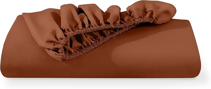 Bare Home Fitted Bottom Sheet Queen Size - Premium 1800 Microfiber - Ultra-Soft Hotel Luxury - Deep Pocket - Durable and Long Lasting (Queen, Terracotta)