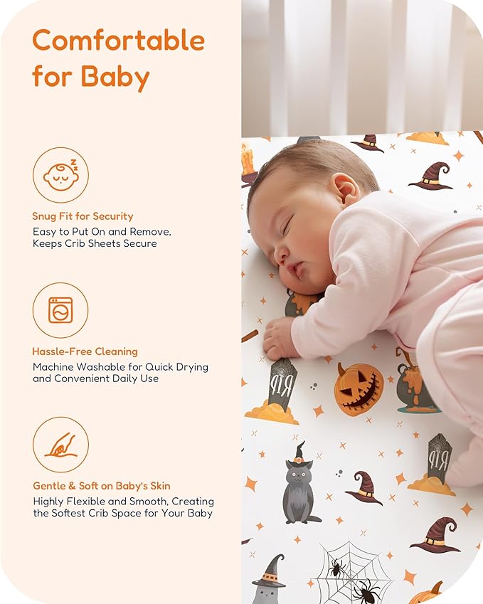 Crib Sheets 2 Pack, Fitted Crib Sheet for Standard Crib Mattress 28x52x9, Ultra Soft Jersey Knit, Breathable Stretchy Deep Pocket, Snug Fit Stays Put, Baby Crib Mattress Sheet