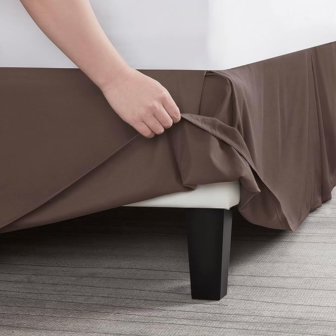 Nestl Dark Brown Full Bed Skirt - Full Size Bed Skirt 14 Inch Drop - Brushed Microfiber Bed Skirts - Hotel Quality Pleated Bed Skirt - Shrinkage & Fade Resistant