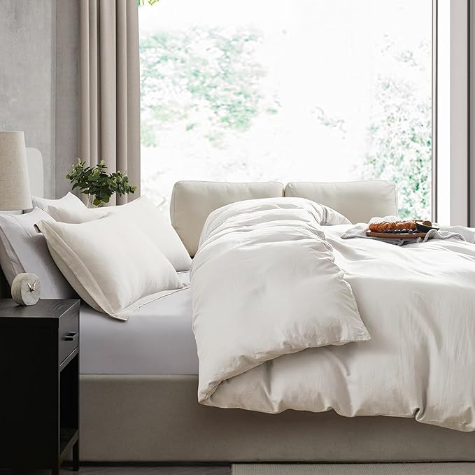 Nestl Off White Duvet Cover King Size - Soft Prewashed King Duvet Cover Set, 3 Piece, with Zipper Closure, 1 Duvet Cover 104x90 inches and 2 Pillow Shams - No Comforter