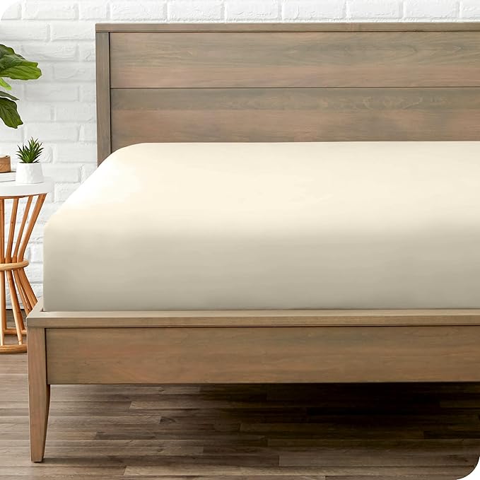 Bare Home Fitted Bottom Sheet California King Size - Premium 1800 Microfiber - Ultra-Soft Hotel Luxury - Deep Pocket - Durable and Long Lasting - Cal Fitted Sheet (California King, Sand)
