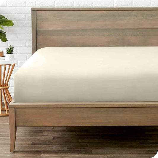 Bare Home Fitted Bottom Sheet California King Size - Premium 1800 Microfiber - Ultra-Soft Hotel Luxury - Deep Pocket - Durable and Long Lasting - Cal Fitted Sheet (California King, Sand)