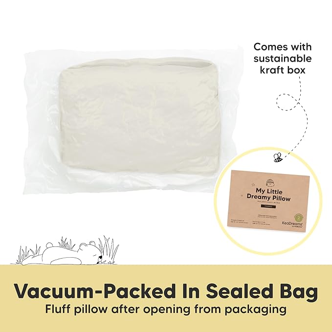 KeaBabies 2-Pack Toddler Pillows 2 Year Old to 5-13x18 Soft Organic Cotton Kids Pillow for Sleeping, Travel, School, Daycare, Nap, Toddler Bed, Machine Washable, Without Pillowcase (Clay)