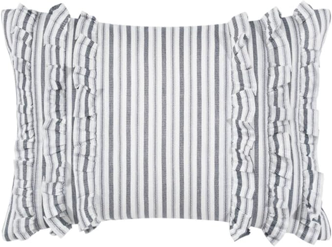 Laura Ashley Home - King Comforter Set, Reversible Cotton Bedding, Includes Matching Shams with Bonus Euro Shams & Throw Pillows (Annalise Grey, King)