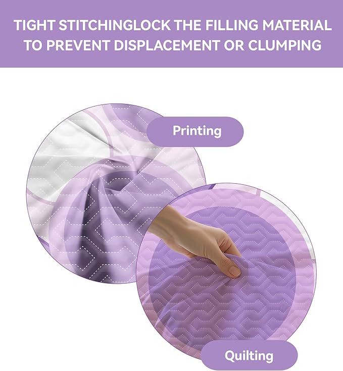 Matching Curtains and Bedding Sets, 1 Bedspread (91"x100") 2 Pillowcases 2 Print 4 Solid Curtains, Purple Dot Microfiber King Bed Cover Set, Wrinkle-Resistant & Easy Care