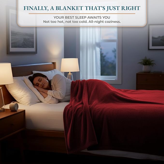 Casa Platino Fleece Blanket King Size – 300 GSM Dark Red Fleece Throw for Bed or Couch – Soft Cozy Warm Winter Blanket for Bed, Fuzzy Plush Elegant for Men & Women - 108x90 Inch