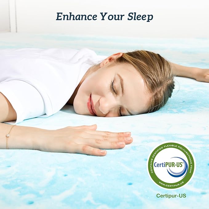 Sweetcrispy Mattress Topper California King, 3 Inch Thick Memory Foam Gel Infused Cooling Toppers Pad for Bed, Sleeper Sofa, RV, Camper, CertiPUR US Certified, Ventilated and Breathable