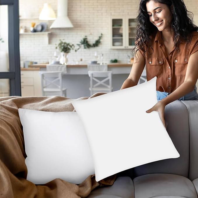 Covers & All Throw Pillow Inserts Only Pack of 4, Durable Soft Square 16 x 16 Inches 65 GSM Non-Woven Fabric with 15D Silicon Fiber Filling, Universal uses for Home Decor Office Indoor Outdoor