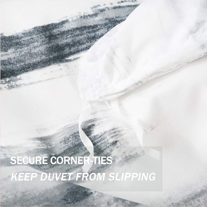 Nanko Art Duvet Cover Set Queen, Black and White 3 Piece - Luxury Microfiber Down Comforter Quilt Cover with Zipper Closure, Ties - Best Modern Style for Men and Women