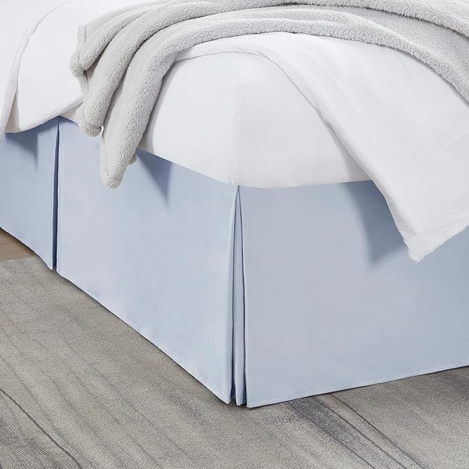 Nestl Ice Blue Twin Bed Skirt - Twin Size Bed Skirt 14 Inch Drop - Brushed Microfiber Bed Skirts - Hotel Quality Pleated Bed Skirt - Shrinkage & Fade Resistant