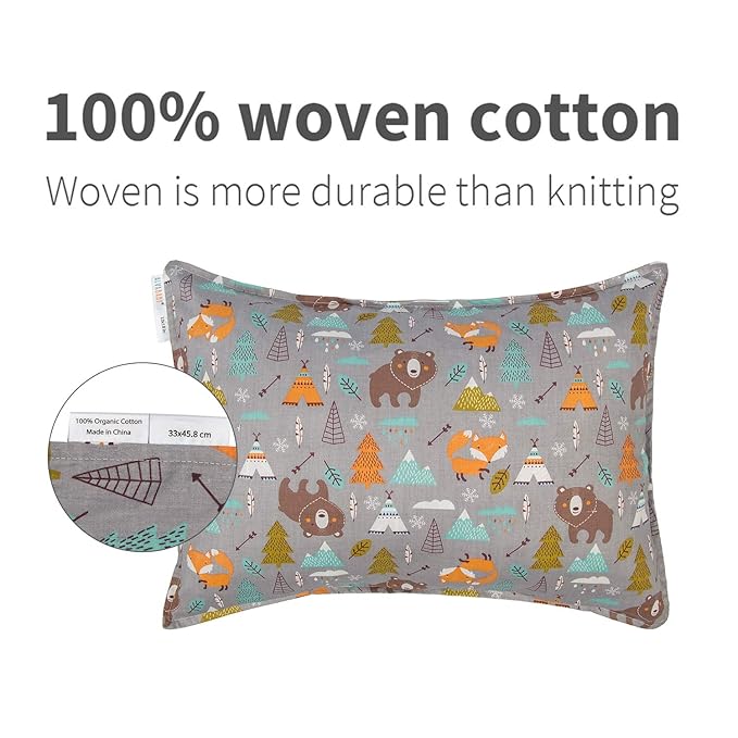 ALVABABY Toddler Pillowcases Cotton Large Pillow Cover Fits 14x19 or 13 x 18 Kids Bedding Pillow 2 Packs Pillow Covers Envelope for Kids Boys Girls Sleeping Travel 2L-2TPW09