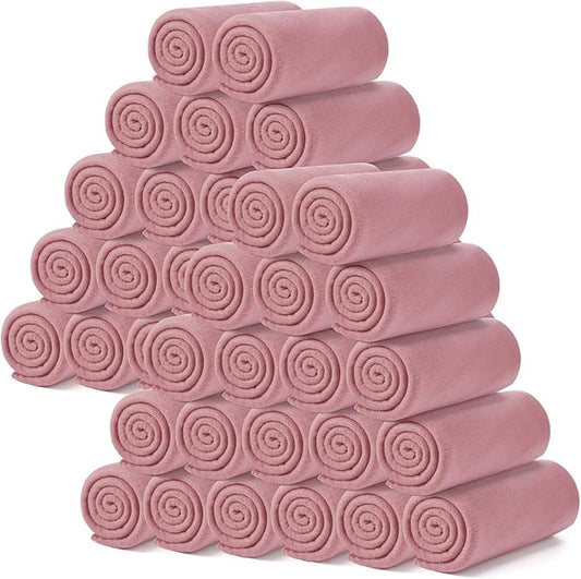 Kinlop Fleece Blanket Bulk 60 x 50 Inch Soft Lightweight Fleece Cozy Blanket Warm Throw Plush Pet Throw for Bed Couch Sofa Home Office Wedding Gifts Travel Camping(Grayish Pink,40 Packs)