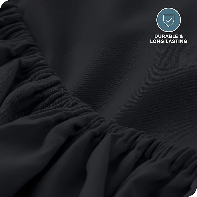 Bare Home Fitted Bottom Sheet Split Head Flex King Size - Premium 1800 Microfiber - Ultra-Soft Hotel Luxury - Deep Pocket - Durable and Long Lasting (Split Head Flex King, Black)