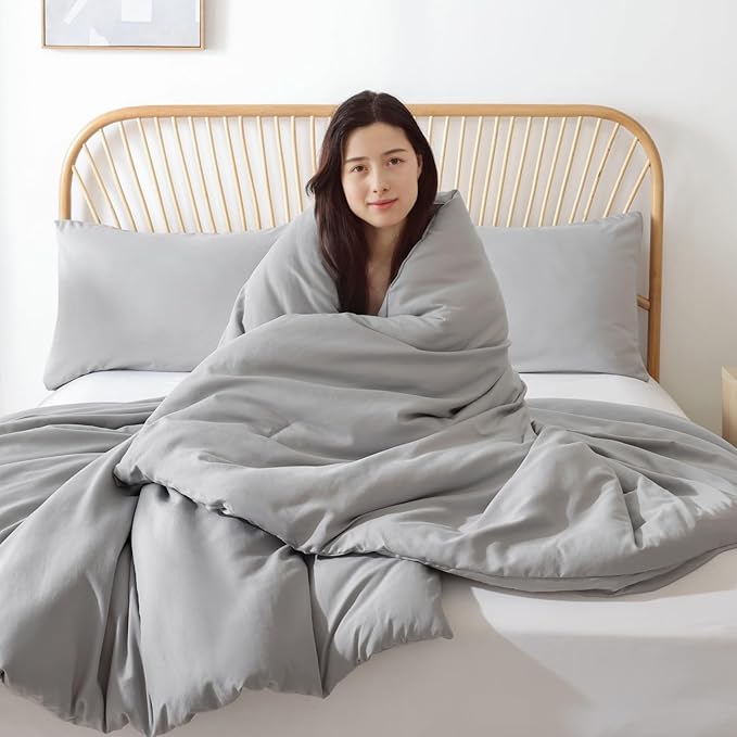 ROSGONIA Oversized King Comforter 120x120, 3pcs Super King Comforter (1 Gray Comforter & 2 Pillowcases) Super King Comforter Set 120x120 Bedding Quilt