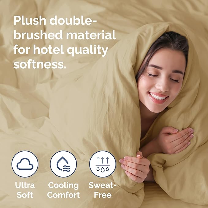 Duvet Cover Cal King Size - Extra Soft Cal King Size Duvet Cover - Lightweight & Breathable - Easy Care & Fade Free with Zipper Closures & Ties - 104" x 98" Inches - (Beige) Comforter Not Included