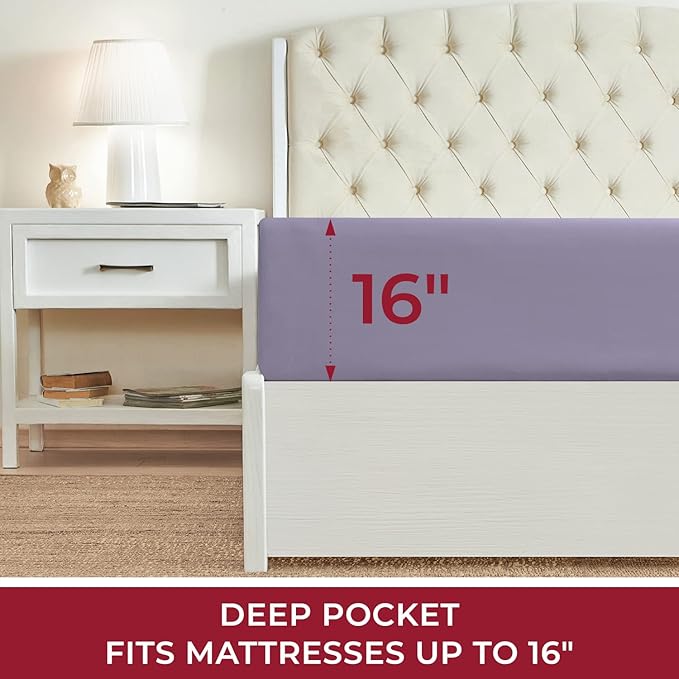 Mellanni Full Fitted Sheet - Iconic Collection Bedding Sheets with up to 16 inch Deep Pocket - Soft & Cooling - Fade & Stain Resistant - 1 PC (Full, Violet)