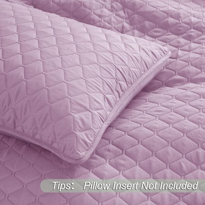 Exclusivo Mezcla Reversible Twin Quilt Bedding Set with Pillow Sham, Lightweight Quilts Twin Size, Soft Bedspreads Bed Coverlets for All Seasons - (Lilac, 68"x88")