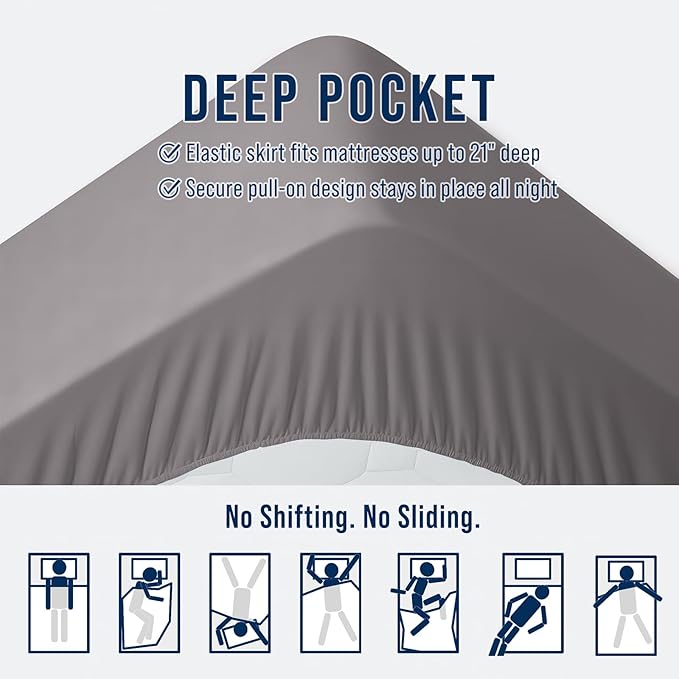 OLANLY King Quilted Fitted Mattress Pad, Elastic Fitted Mattress Topper, Cooling Soft Mattress Cover Stretches up to 21 Inches Deep, Machine Washable Mattress Protector (78x80 inch, Light Grey)