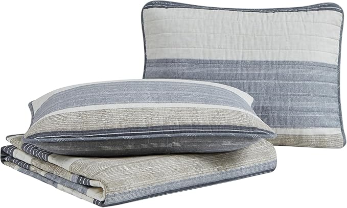 Nautica- King Quilt Set, Cotton Reversible Bedding Set, All Season Designer Home Décor (Ridgeport Beige, King)