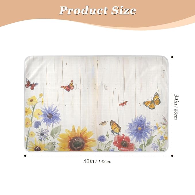 Waterproof Bed Pad Reusable Changing Pad Toddler Mattress Protector Large Pee Pad Baby Diaper Pad Soft Washable Liner Watercolor Cornflower Butterfly01