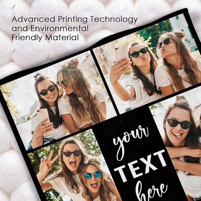 Customized Photo Blanket - 6 Pictures Personalized for BFF, Sister, Besties - Unique Gifts - Collage Blanket with Photos - 8