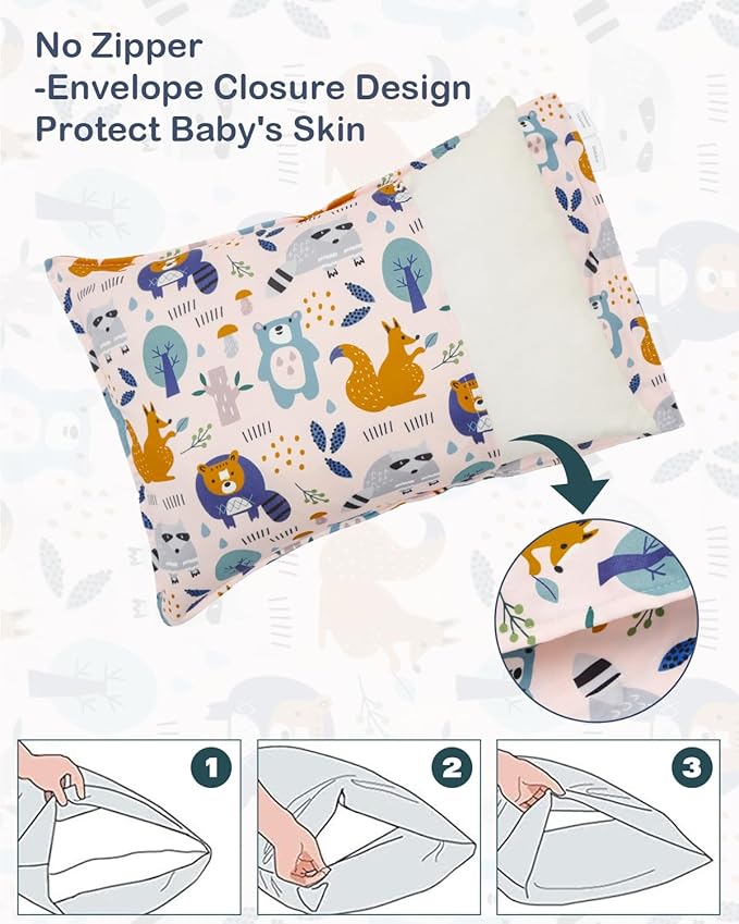 ALVABABY Toddler Pillowcases Stretchy Soft Kids Pillow Cover 2 Pack Fit 13"x 18" or 12"x16" Envelope for Girl Boy Sleepy Travel 2TPE25A