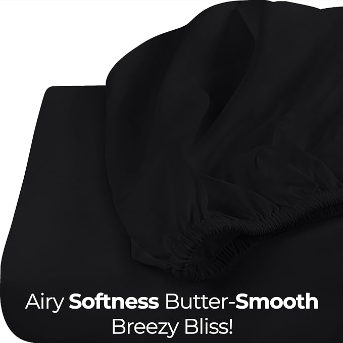 Utopia Bedding Twin Fitted Sheet - Bottom Sheet - Deep Pocket - Soft Microfiber - Shrinkage and Fade Resistant - Easy Care -1 Fitted Sheet Only (Black)