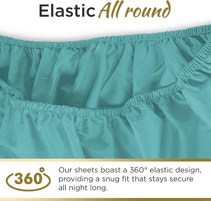 Twin XL 100% Microfiber Double Brushed Sheet Set - Extra-Soft & Wrinkle-Free - 15" Deep Pockets, 39" x 80" - Ideal for Dorms, Hospitals & Split King Beds - 3 PC Set (Twin XL, Aqua Blue)