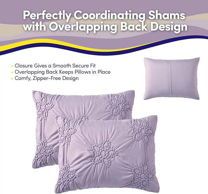 Floral Pintuck Comforter Set Full Size – Bed in a Bag with Sheets, Pillowcases & Shams – Soft Stylish Sports Bedding – All Season Boys Basketball Bed Set