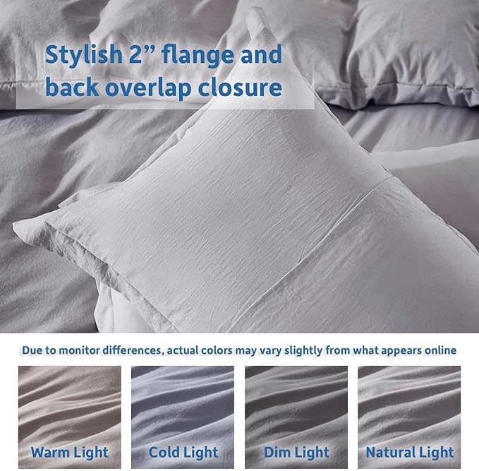 Nestl Grey Lavender Duvet Cover Queen Size - Soft Prewashed Queen Duvet Cover Set, 3 Piece, with Zipper Closure, 1 Duvet Cover 90x90 inches and 2 Pillow Shams