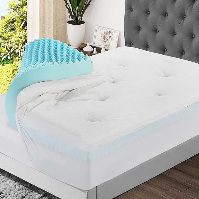 HOMBYS 6 Inches Thickness Mattress Topper Twin Size, Dual Layer Design Soft Pillow Top Mattress Topper, Puffy Mattress Pad Topper for Back Pain Reilef