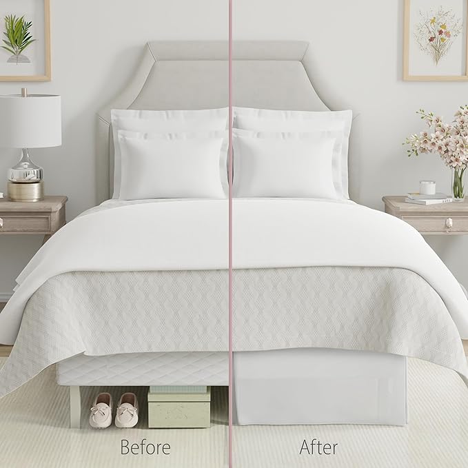 Bed Maker’s Never Lift Your Mattress Bed Skirt, Designed for Box Spring Beds, Split Corners, 14 Inch Drop Length, King, Silver
