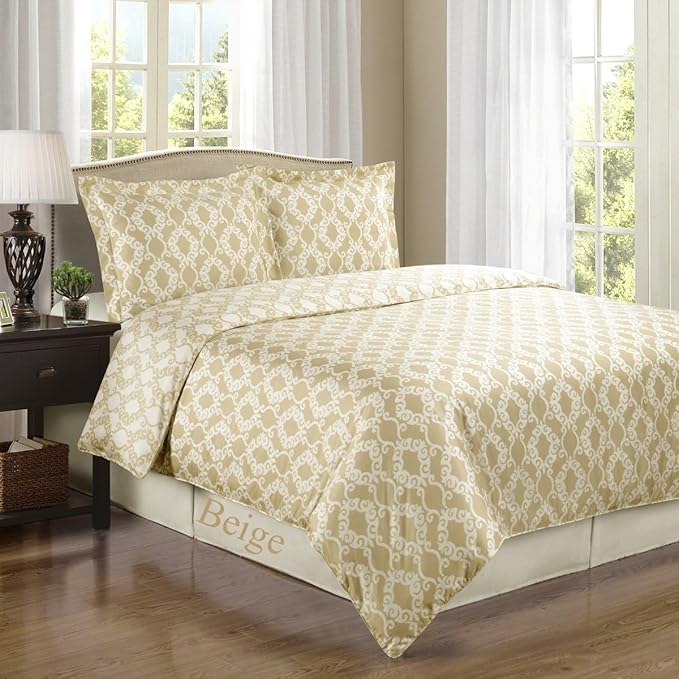 Royal Hotel Bedding Beige and Ivory Sierri 3 Piece Twin/Twin XL Comforter Set 100% Cotton 300 Thread Count