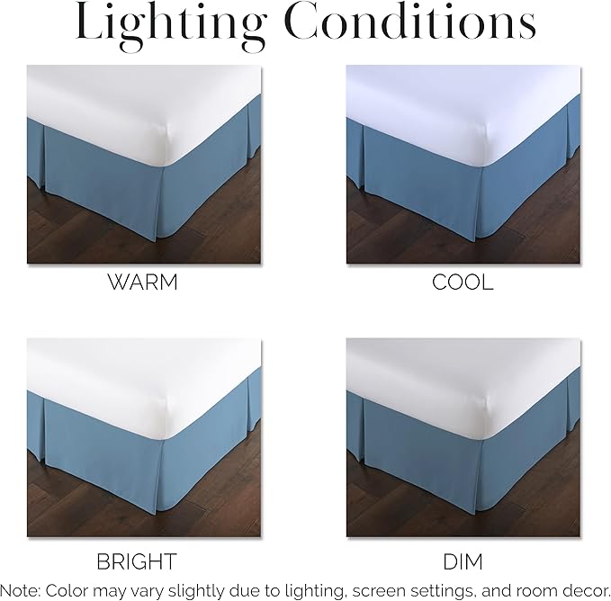 Southshore Fine Living, Inc. Queen Size Bed Skirt, 14-Inch Drop Pleated Bed Skirt for Queen Mattress, Dust Ruffle for Queen Size Bed, Coronet Blue