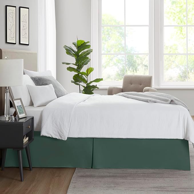 Nestl Forest Green Bed Skirt Queen Size - Queen Bed Skirt 14 Inch Drop - Brushed Microfiber Bed Skirts - Hotel Quality Pleated Bed Skirt - Shrinkage & Fade Resistant