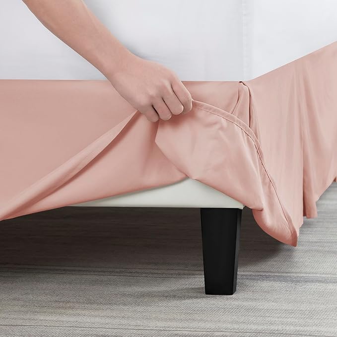 Nestl Peach Beige Full Bed Skirt - Full Size Bed Skirt 14 Inch Drop - Brushed Microfiber Bed Skirts - Hotel Quality Pleated Bed Skirt - Shrinkage & Fade Resistant