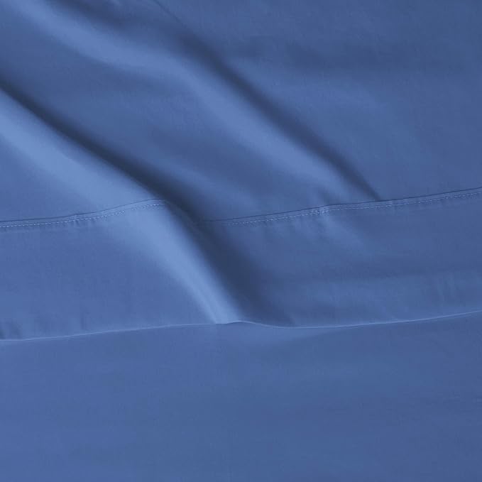 Amazon Basics Lightweight Breathable, Wrinkle Resistant Microfiber 4-Piece Bed Sheet Set with 14-Inch Deep Pockets, Full, Dutch Blue, Solid