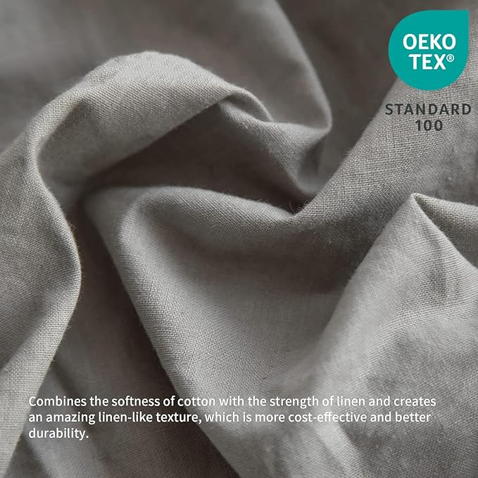 BISELINA French Linen Bed Skirt with Pleated Frills 14-Inch Tailored Drop Natural Flax Cotton Blend Dust Ruffle Soft Cozy Farmhouse Bedding (14" Twin, Grey)