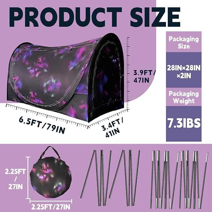 Pop-Up Bed Tent Twin Size, Indoor Privacy Canopy with 4 Doors & Mosquito Mesh – Breathable Sleeping Tent for Bedroom, Dorm, or Home Use, Easy Foldable Design
