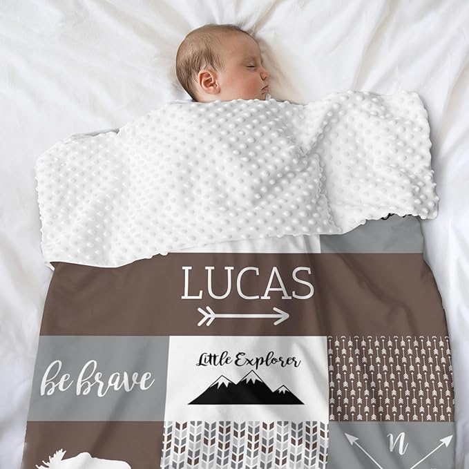 Customized Baby Blanket for Newborn Receiving, Cotton Lightweight - Personalized Baby Boy Gifts - Thermal Blanket Gift for Shower & Hospital Welcoming, Fondue Fudge, 40"x50"