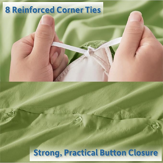Nestl Calla Green Duvet Cover Full Size - Soft Double Brushed Full Size Duvet Cover Set, 3 Piece, with Button Closure, 1 Duvet Cover 80x90 inches and 2 Pillow Shams