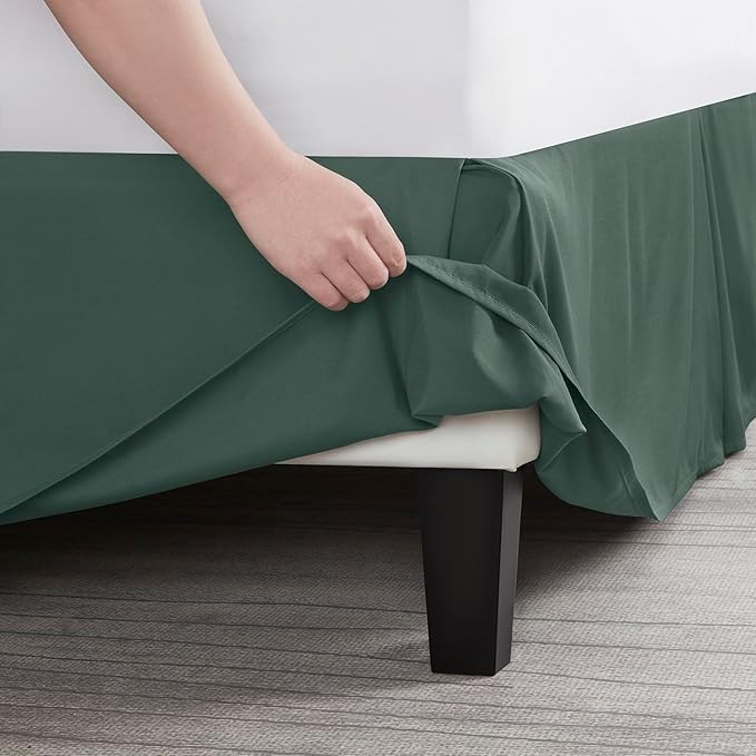 Nestl Forest Green Twin XL Bed Skirt - Twin XL Size Bed Skirt 14 Inch Drop - Brushed Microfiber Bed Skirts - Hotel Quality Pleated Bed Skirt - Shrinkage & Fade Resistant